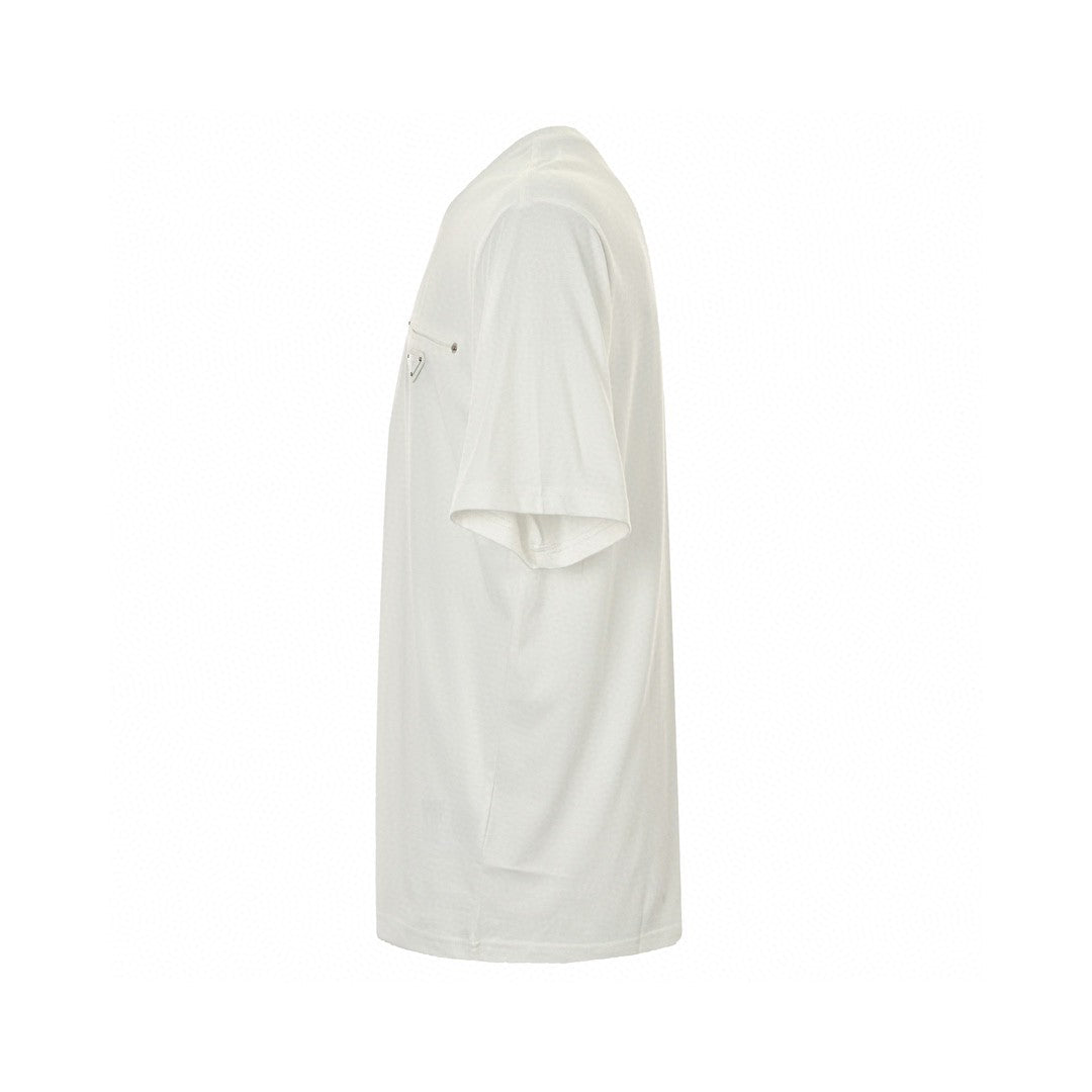 Prada T-shirt - White Unisex Streetwear Limited Edition - This Prada t-shirt features a minimalist white design. It has a small chest pocket with
