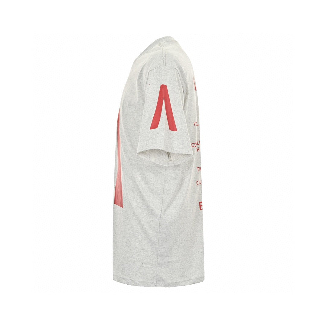 Balenciaga Logo Graphic T-shirt (gray) - Red Unisex Streetwear Limited Edition - The Balenciaga Red Logo Graphic T-Shirt in gray offers a bold and contemporary look. Featuring