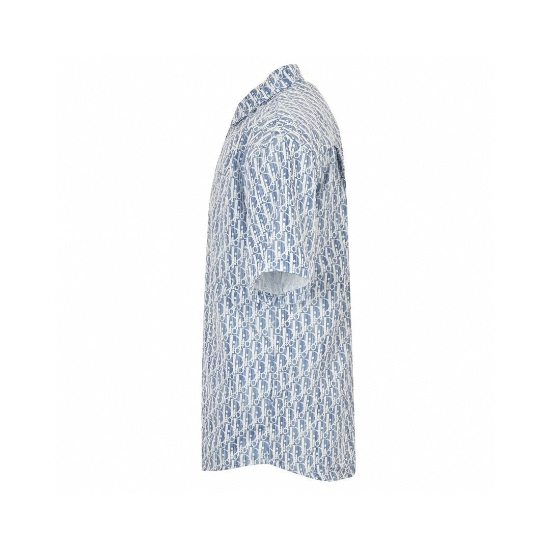 Dior Monogram Print Shirt - White Unisex Streetwear Limited Edition - This Dior shirt features an all-over monogram print in shades of blue and white, giving