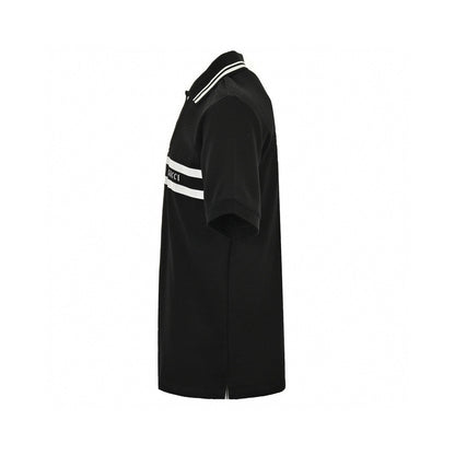 Gucci Striped Logo Polo Shirt (black) Unisex Streetwear Limited Edition - Elevate your wardrobe with the Gucci Striped Logo Polo Shirt in black. This classic polo
