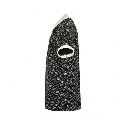 Gucci And Beige Patterned Polo Shirt - Black Unisex Streetwear Limited Edition - This Gucci Black and Beige Patterned Polo Shirt is a luxurious addition to any wardrobe.