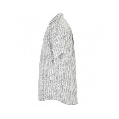Dior Monogram Print Shirt (gray) Unisex Streetwear Limited Edition - This Dior shirt showcases an all-over monogram print in shades of gray and white, offering
