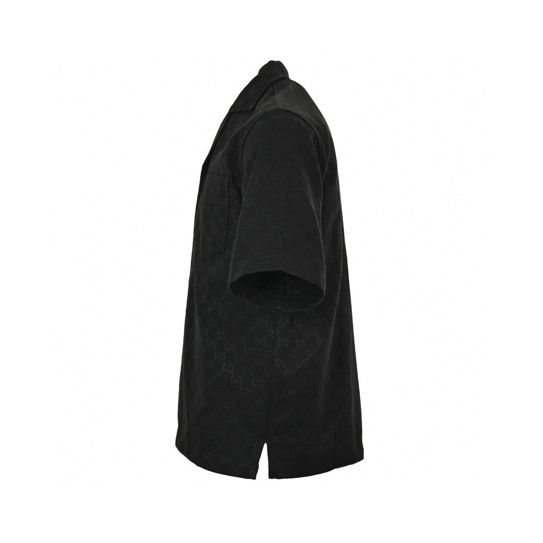 Gucci Gg Monogram Short Sleeve Shirt - Black Unisex Streetwear Limited Edition - This Gucci shirt features an all-over GG monogram pattern in a sleek black color. The