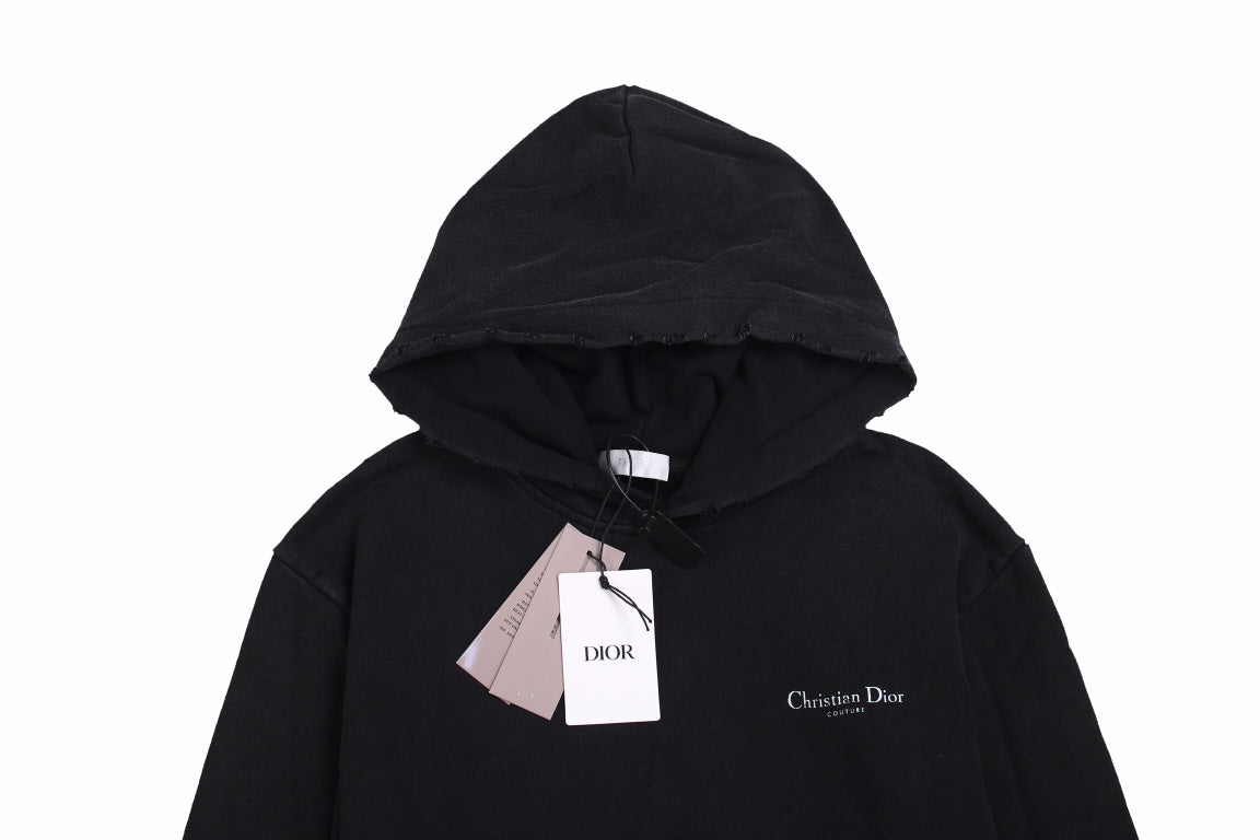 Dior Hoodie - Black Unisex Streetwear Limited Edition - This Dior hoodie features a sleek black design with a subtle 'Christian Dior' logo on