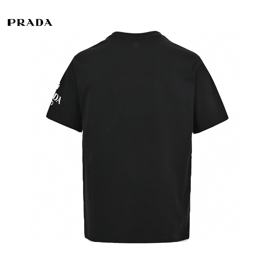 Prada Logo T-shirt (black) Unisex Streetwear Limited Edition - This Prada t-shirt in black features the iconic Prada logo on the chest and sleeve.