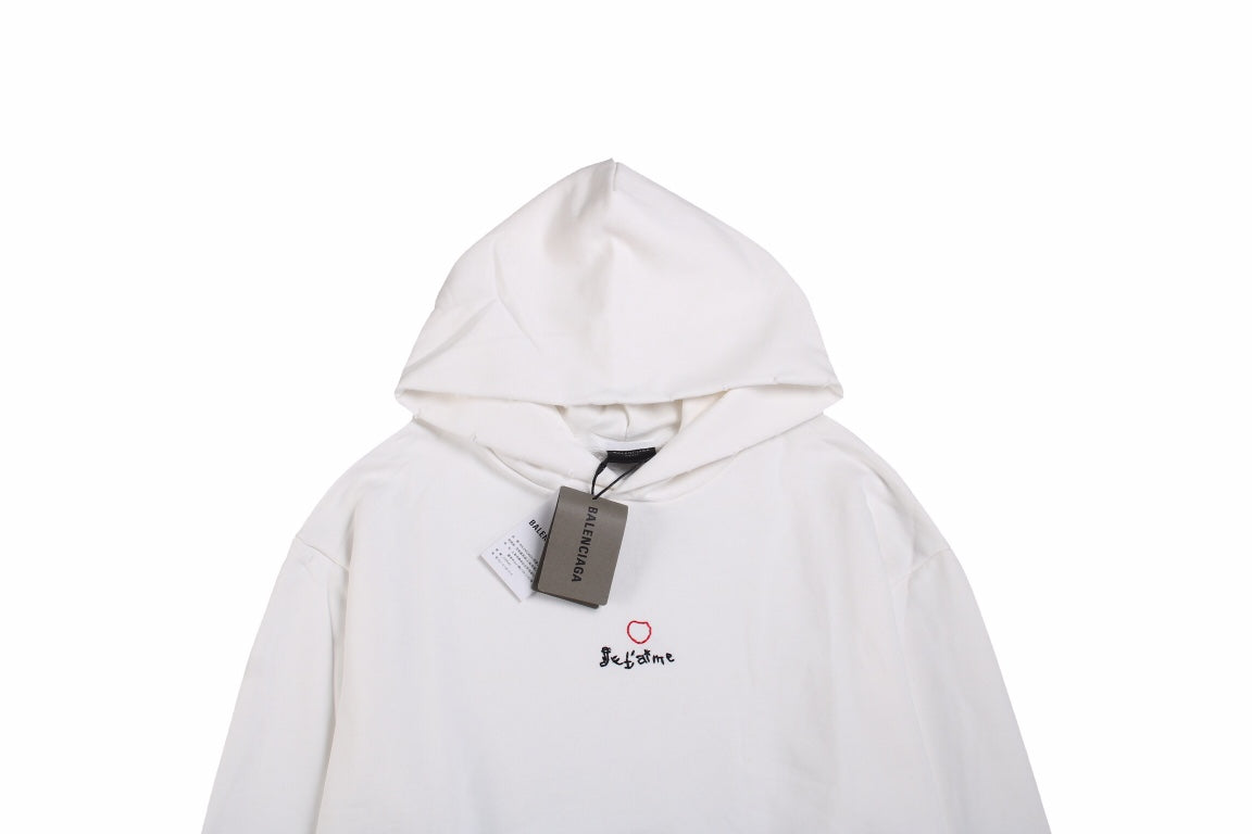 Balenciaga Be Yourself Hoodie - White Unisex Streetwear Limited Edition - This Balenciaga hoodie features a simple yet impactful 'Be Yourself' embroidery on the chest. Crafted