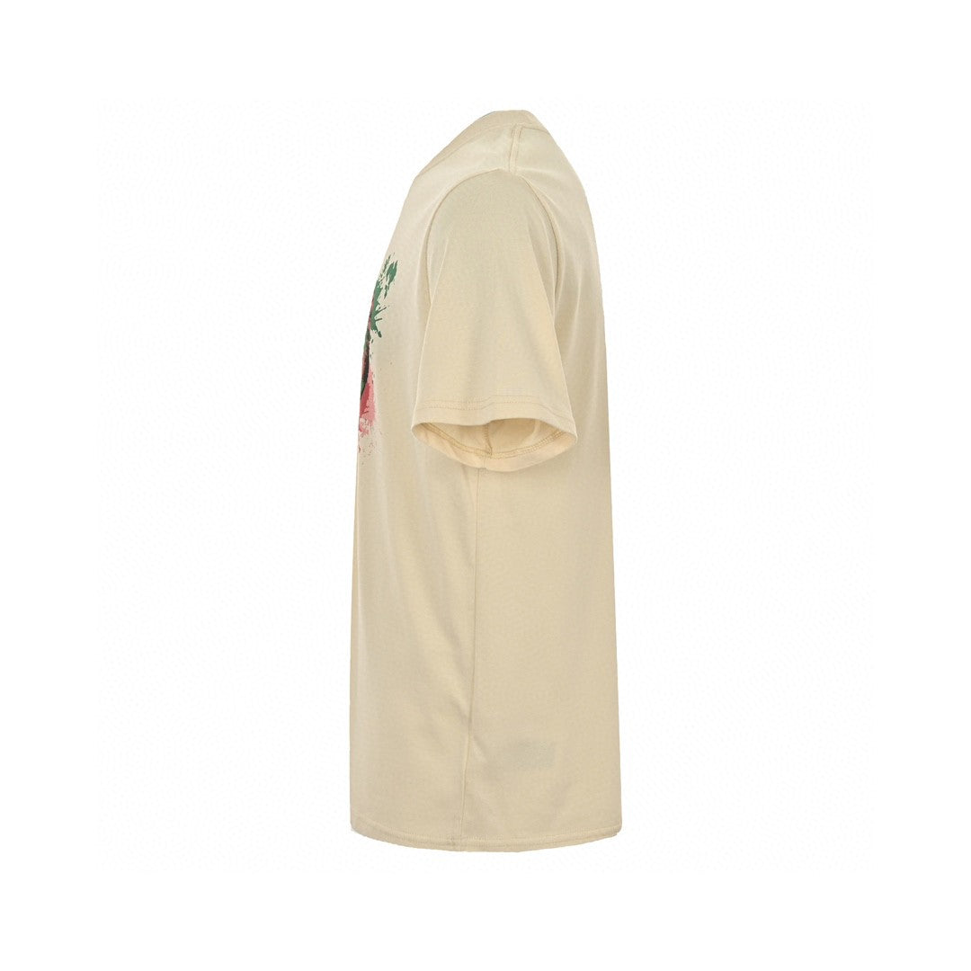 Gucci Splatter Logo T-shirt (beige) Unisex Streetwear Limited Edition - This beige Gucci T-shirt features a striking splatter logo design. The front showcases the iconic