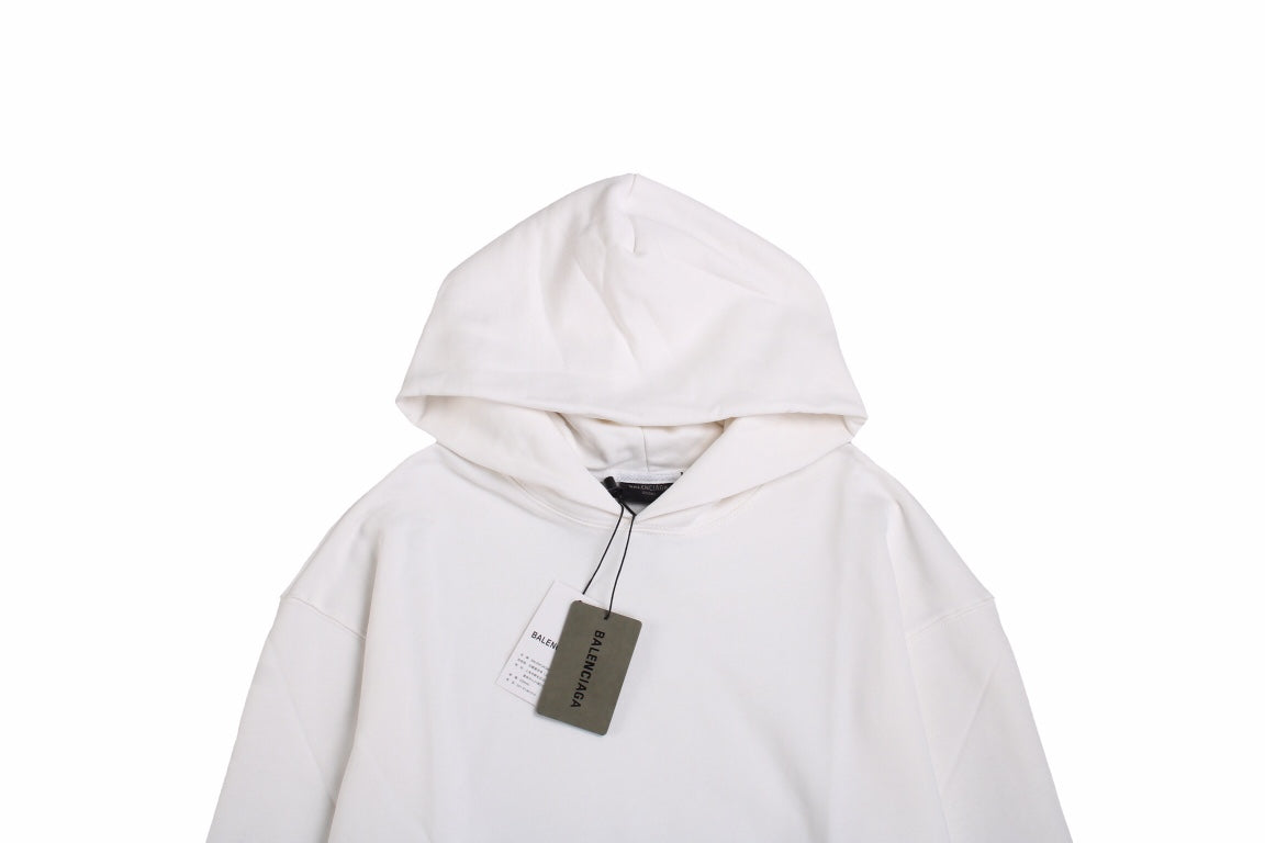 Balenciaga Hoodie - White Unisex Streetwear Limited Edition - This Balenciaga hoodie features a clean, minimalist white design. It includes a drawstring hood and