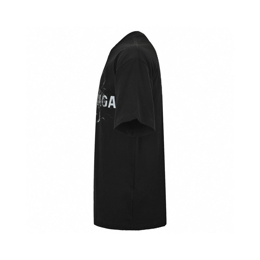 Balenciaga Smoke Print Logo T-shirt (black) Unisex Streetwear Limited Edition - The Balenciaga Smoke Print Logo T-Shirt in black is a modern and stylish piece that