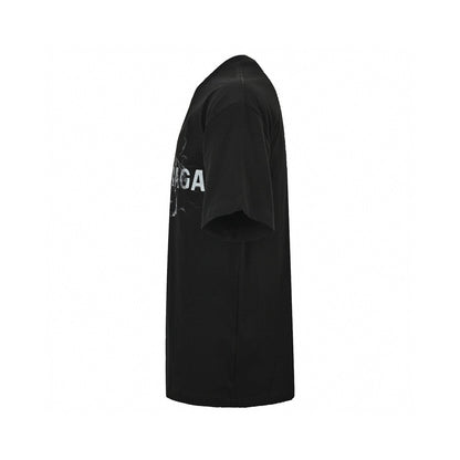 Balenciaga Smoke Print Logo T-shirt (black) Unisex Streetwear Limited Edition - The Balenciaga Smoke Print Logo T-Shirt in black is a modern and stylish piece that