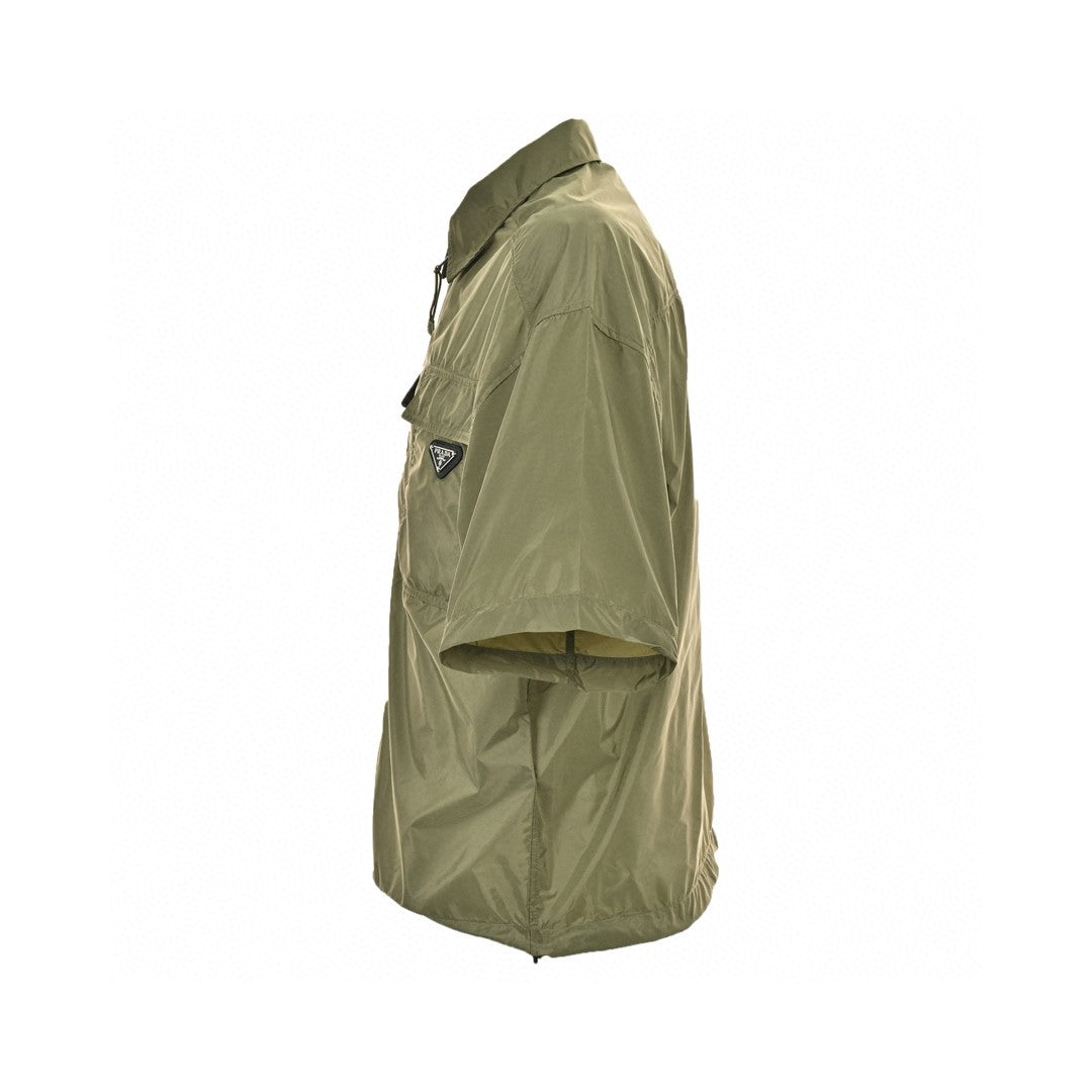 Prada Olive Short-sleeve Jacket - Green Unisex Streetwear Limited Edition - This Prada jacket features a stylish design with an olive green color. It includes a