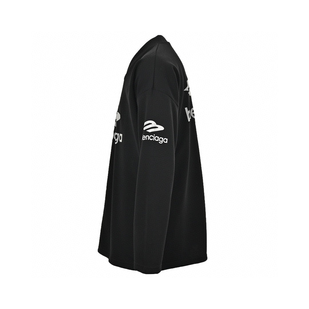 Balenciaga Long Sleeve Logo Shirt - - Black Unisex Streetwear Limited Edition - This Balenciaga shirt features a black design with bold white logo graphics on the chest