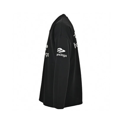 Balenciaga Long Sleeve Logo Shirt - - Black Unisex Streetwear Limited Edition - This Balenciaga shirt features a black design with bold white logo graphics on the chest