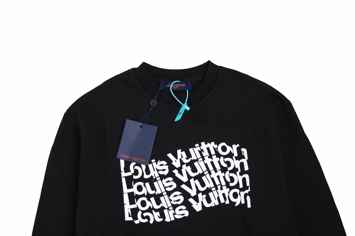 Prada Repeated Logo Sweatshirt - Black Unisex Streetwear Limited Edition - This Prada sweatshirt in black features a repeated 'Prada' logo design on the chest. The