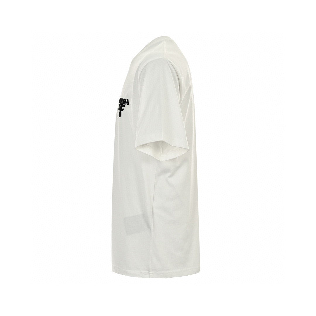 Prada T-shirt - Black Unisex Streetwear Limited Edition - This Prada t-shirt features a minimalist white design. It has the Prada Milano logo printed