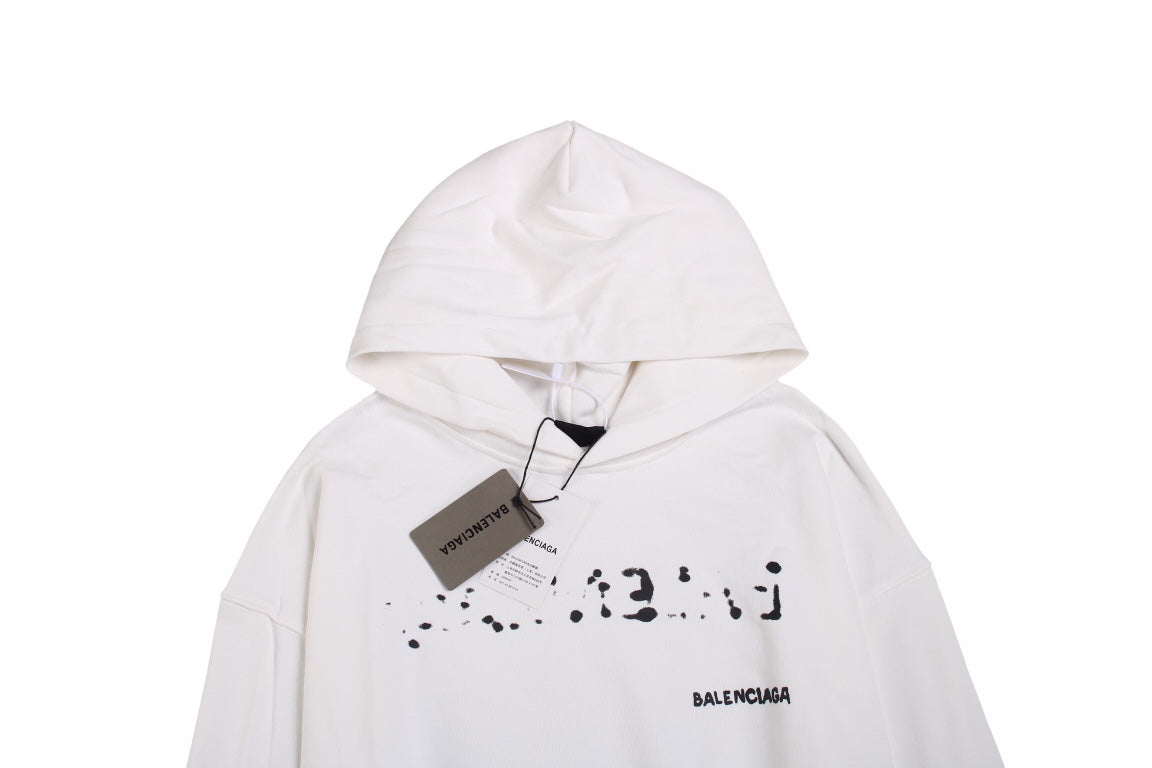 Balenciaga Logo Hoodie - White Unisex Streetwear Limited Edition - This Balenciaga hoodie features a sleek, minimalist design with a contemporary touch. The white fabric