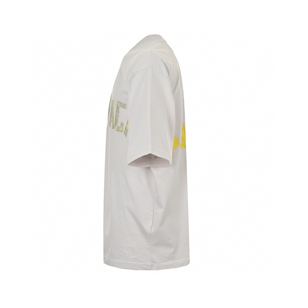 Balenciaga Pastel Logo T-shirt In Off-white Unisex Streetwear Limited Edition - The Balenciaga Pastel Logo T-Shirt in off-white offers a blend of casual style and luxurious