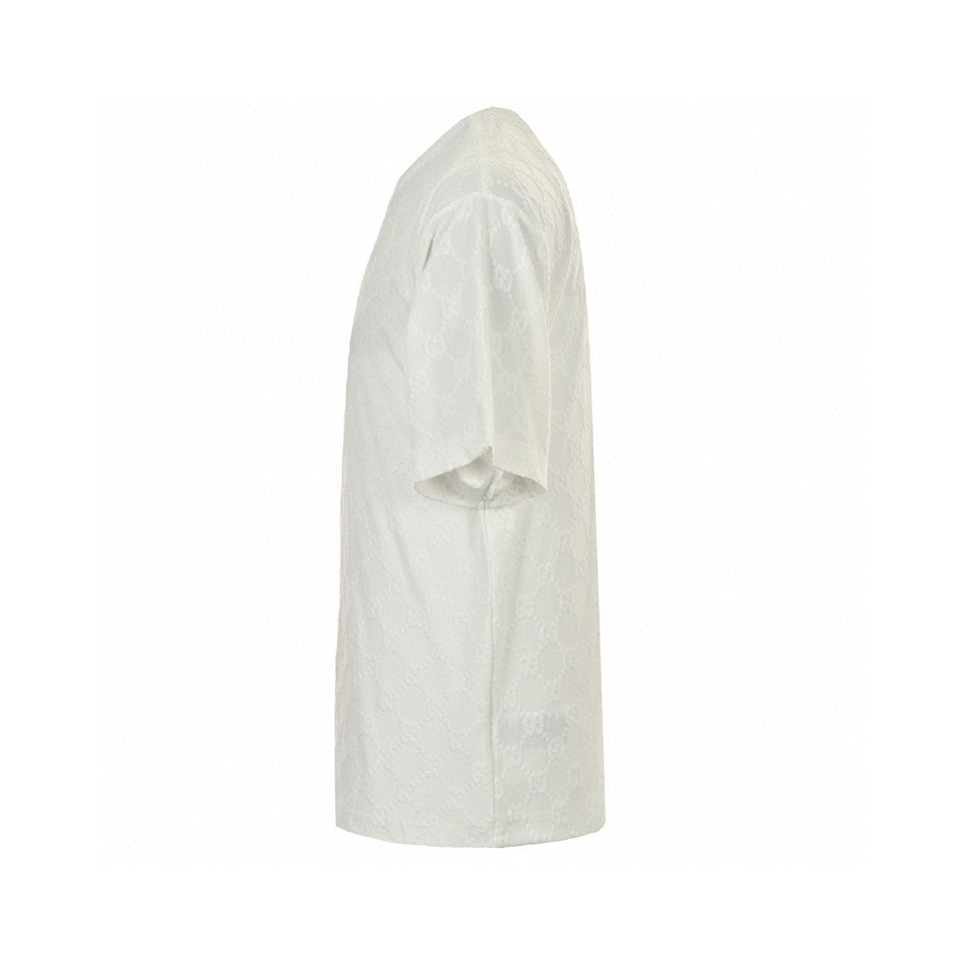 Gucci Gg Patterned T-shirt (white) Unisex Streetwear Limited Edition - The Gucci GG Patterned T-Shirt in white is a sophisticated addition to any wardrobe. Made
