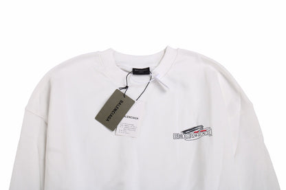 Balenciaga Sweatshirt - White Unisex Streetwear Limited Edition - This Balenciaga sweatshirt features a minimalistic design with a small logo graphic on the chest.