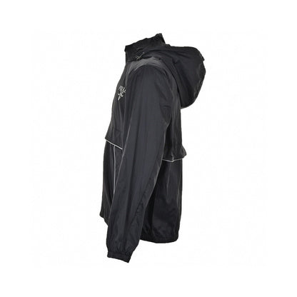 Prada Lightweight Hooded Jacket - - Black Unisex Streetwear Limited Edition - This Prada jacket features a sleek black design with the Prada logo on the chest.