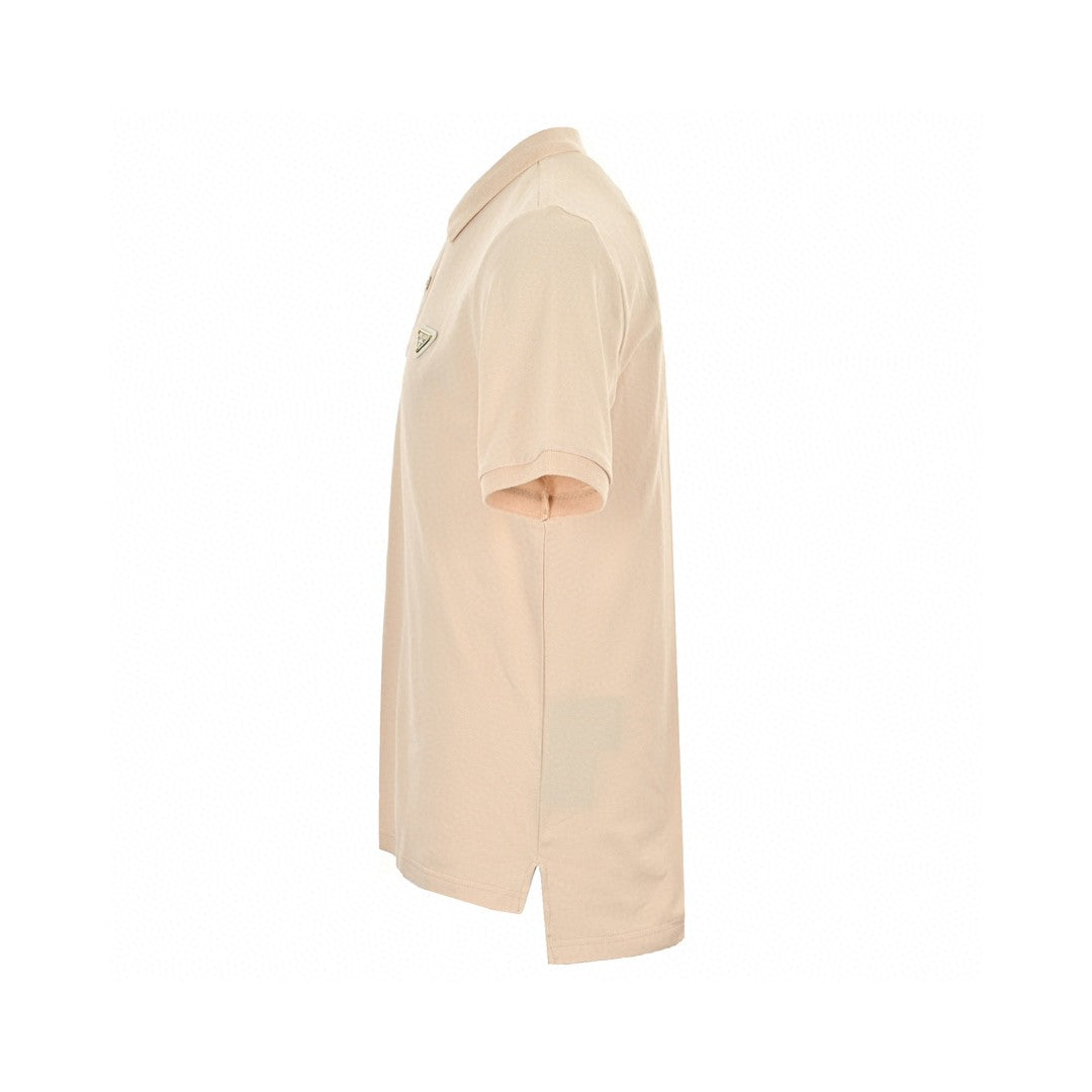 Prada Logo Patch Polo Shirt - Beige Unisex Streetwear Limited Edition - This Prada polo shirt features a minimalist design with a classic button-up collar and the
