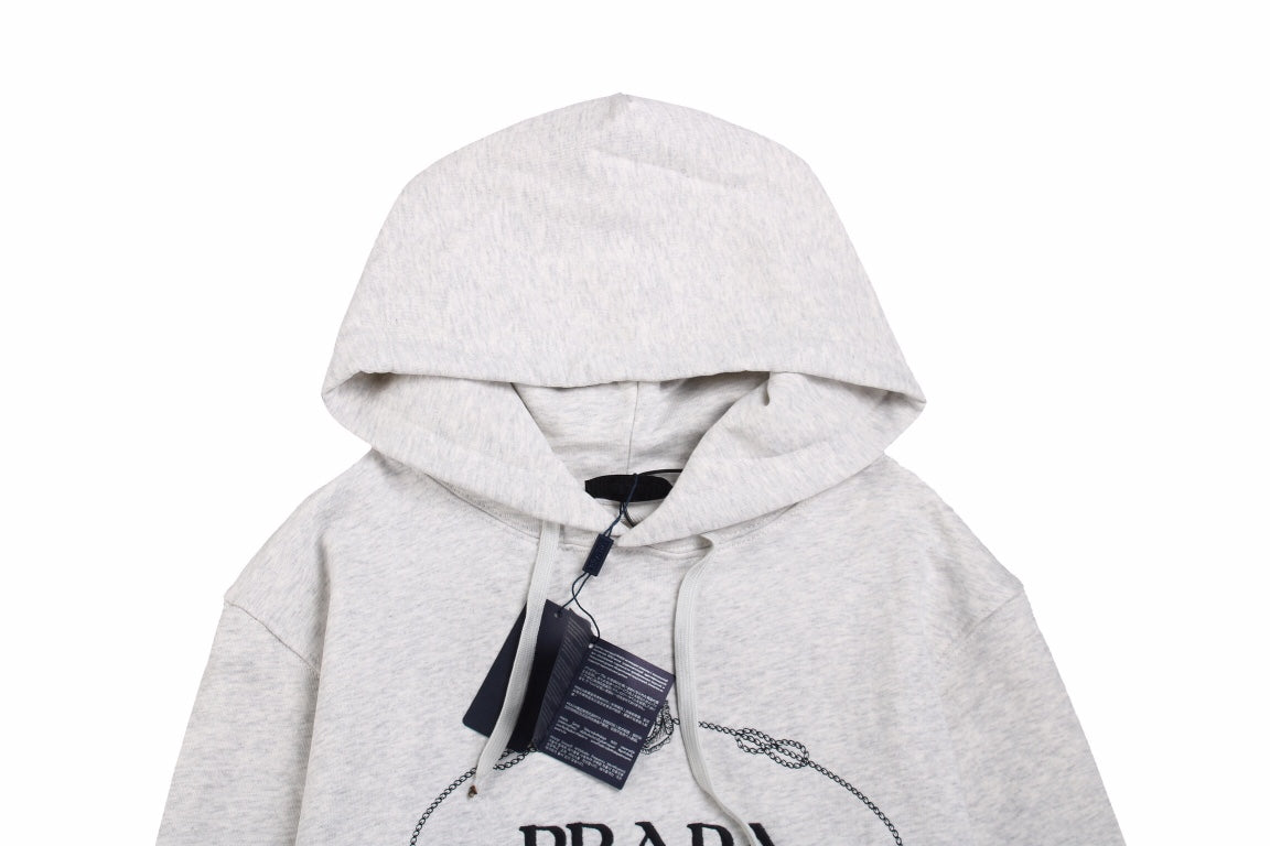 Prada Milano Hoodie - Grey Unisex Streetwear Limited Edition - This Prada Milano hoodie features a classic design with the iconic Prada logo on the