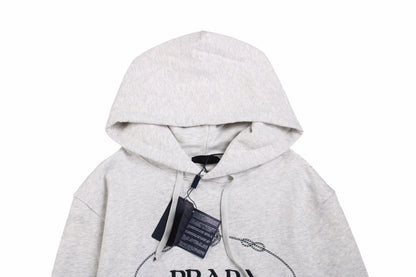 Prada Milano Hoodie - Grey Unisex Streetwear Limited Edition - This Prada Milano hoodie features a classic design with the iconic Prada logo on the