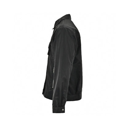 Prada Nylon Jacket - Black Unisex Streetwear Limited Edition - This Prada jacket features a sleek black design with a button-up front. It has multiple