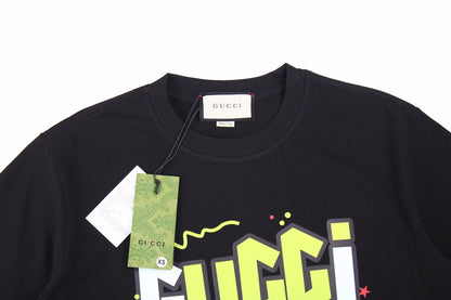 Gucci Lightning Bolt Logo T-shirt In - Black Unisex Streetwear Limited Edition - Inject a bolt of energy into your wardrobe with this striking black Gucci t-shirt, which