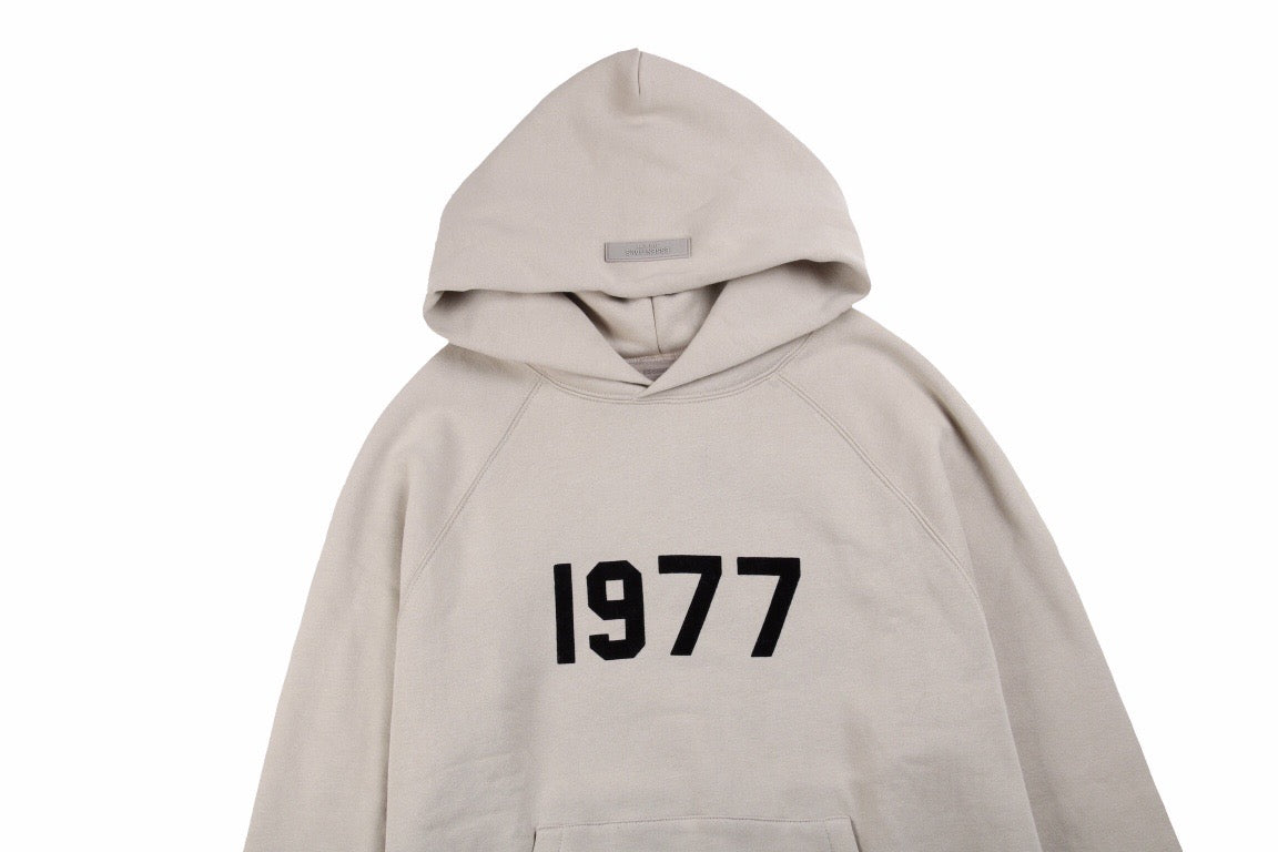 FEAR Of God Essentials '1977' Hoodie Stone - Grey Unisex Streetwear Limited Edition