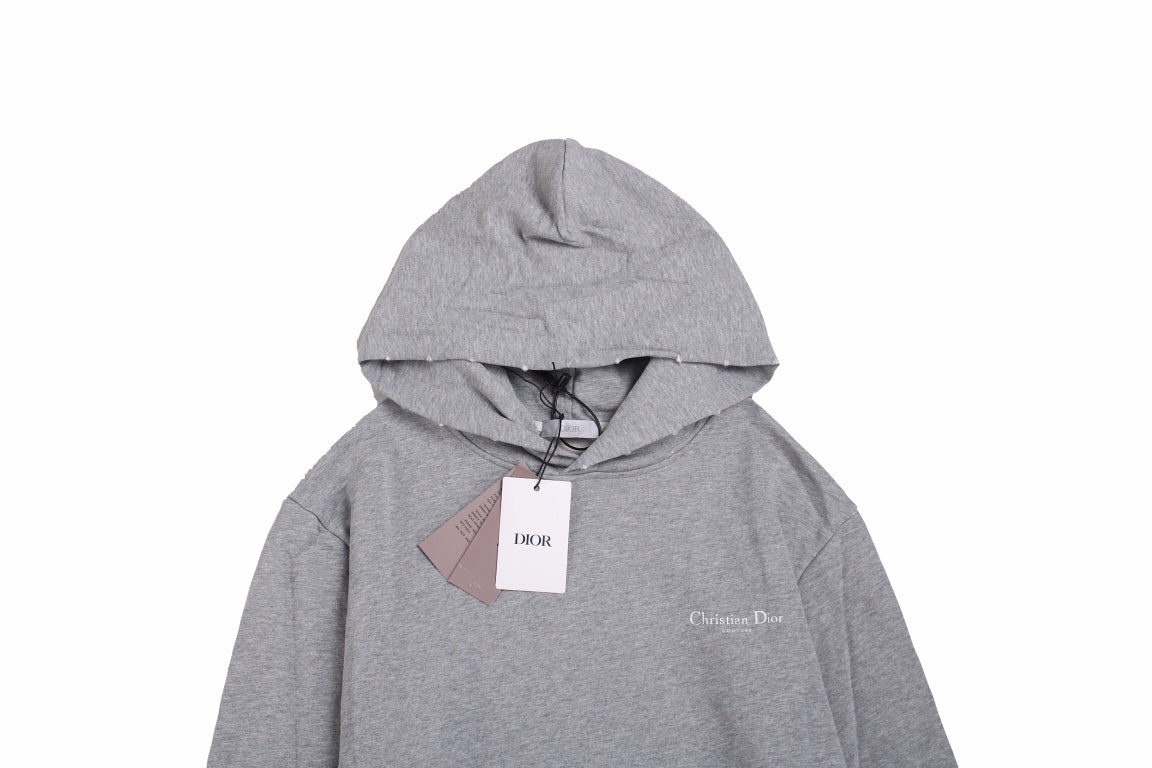 Dior Hoodie - Gray Unisex Streetwear Limited Edition - This Dior hoodie features a classic gray design with a subtle 'Christian Dior' logo on