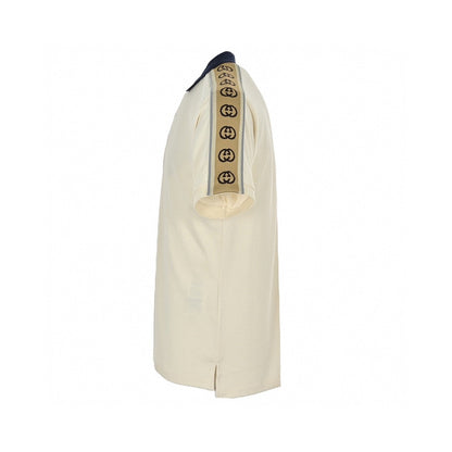 Gucci Polo Shirt With Logo Tape - White Unisex Streetwear Limited Edition - This Gucci Polo Shirt in a creamy white color features signature logo tape detailing along