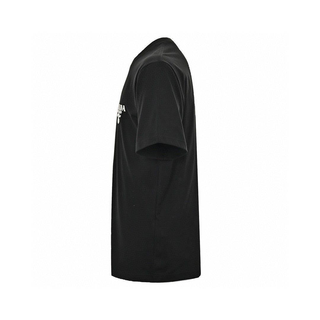 Prada T-shirt - Black Unisex Streetwear Limited Edition - This Prada t-shirt features a minimalist black design. It has the Prada Milano logo printed