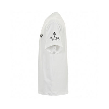 Prada Logo T-shirt (white) Unisex Streetwear Limited Edition - This Prada t-shirt features the iconic Prada logo on the chest and sleeve. Made from