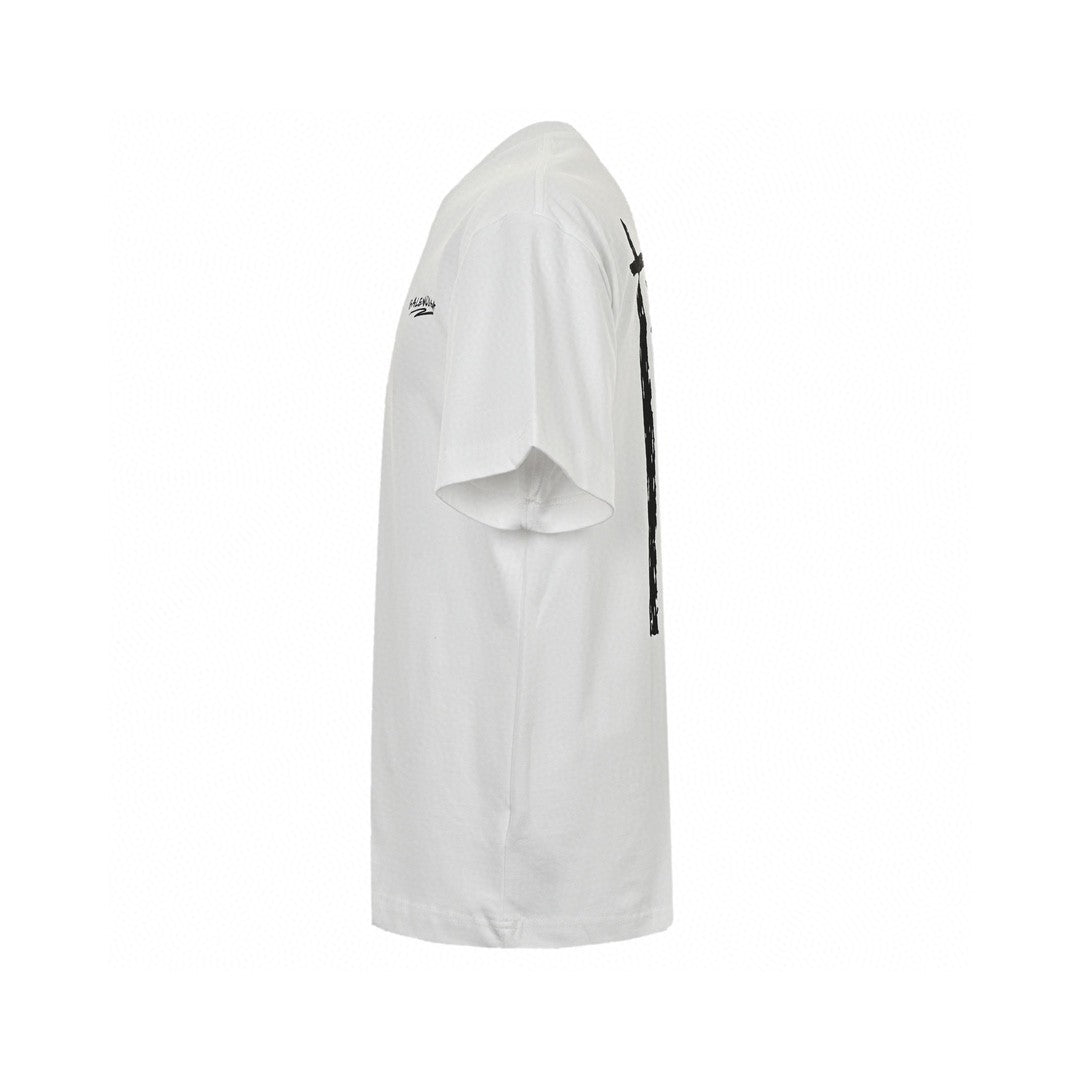 Balenciaga T-shirt With Bold Graphic - White Unisex Streetwear Limited Edition - The Balenciaga White T-Shirt with Bold Graphic is a statement piece for those who appreciate