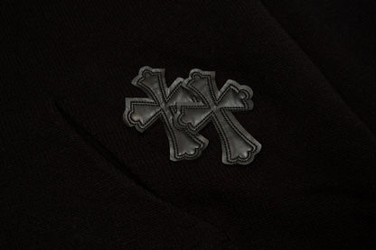 CHROME Hearts Cross Patch Hoodie - Black Unisex Streetwear Limited Edition
