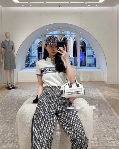 Christian Dior 'striped Logo' Polo Shirt - White Unisex Streetwear Limited Edition - <p dir='ltr'><span>White polo shirt featuring a classic collar and button placket. Accentuated with a