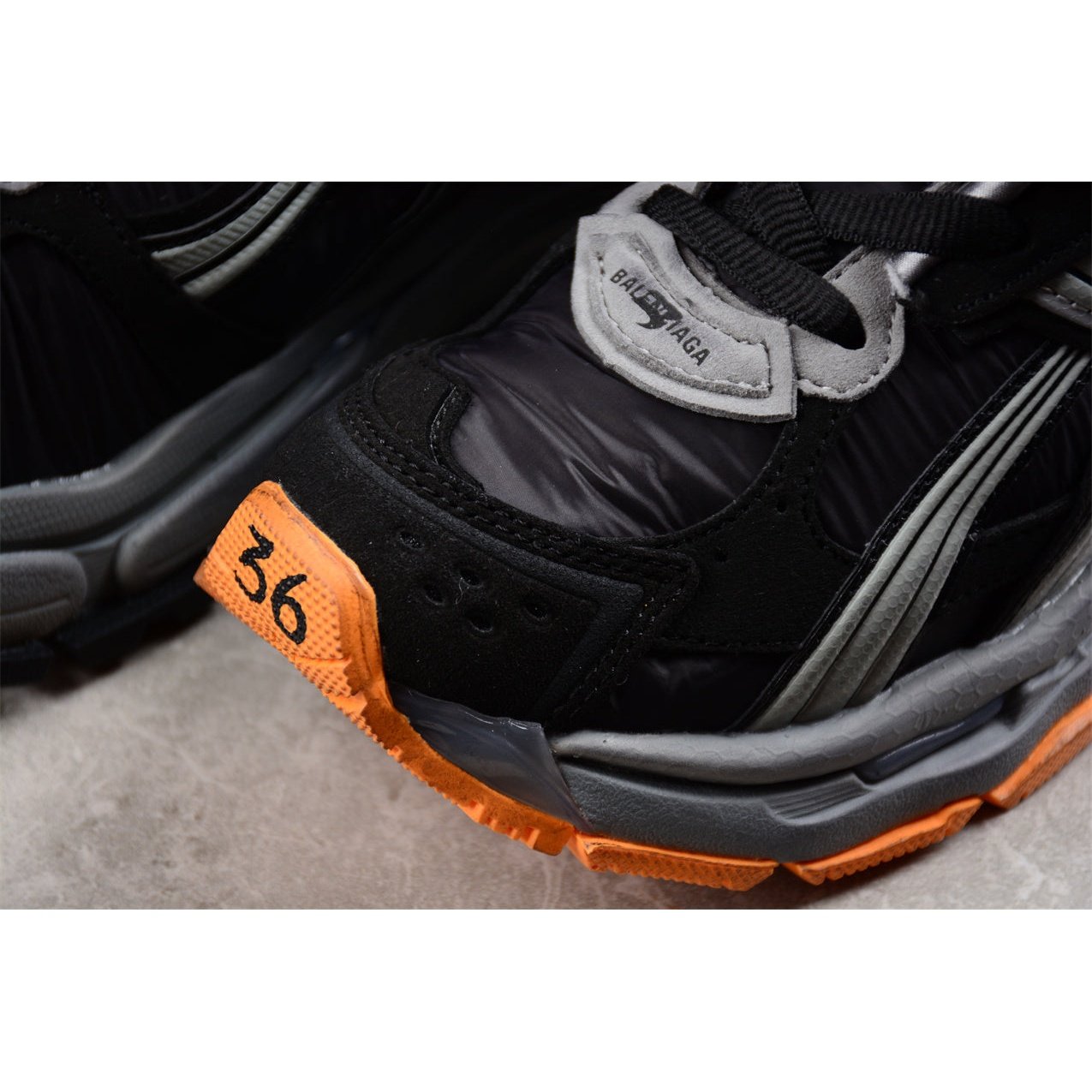BALENCIAGA Runner - Grey Orange Sneakers - Black Unisex Streetwear Limited Edition - The Balenciaga Runner x Black Grey Orange sneakers showcase a striking blend of style and