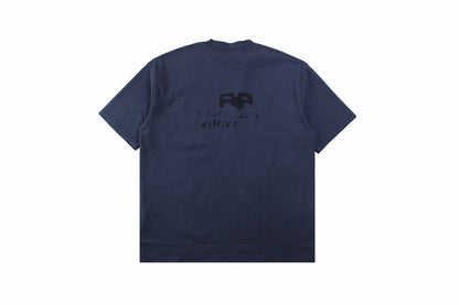 Balenciaga T-shirt With Paris Print - Blue Unisex Streetwear Limited Edition - <span>Navy blue t-shirt featuring a graphic print with 'Balenciaga Paris' text and artistic elements. Unique