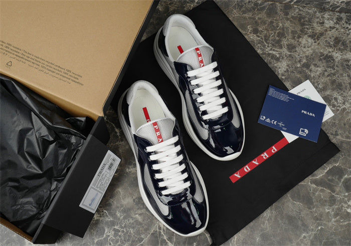 PRADA America's Cup Silver Sneakers - Navy Unisex Streetwear Limited Edition