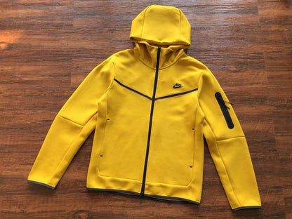 NIKE Tech Fleece Hoodie - - Yellow Unisex Streetwear Limited Edition - The NIKE TECH FLEECE HOODIE YELLOW - REPLICA combines modern sportswear innovation with bold streetwear