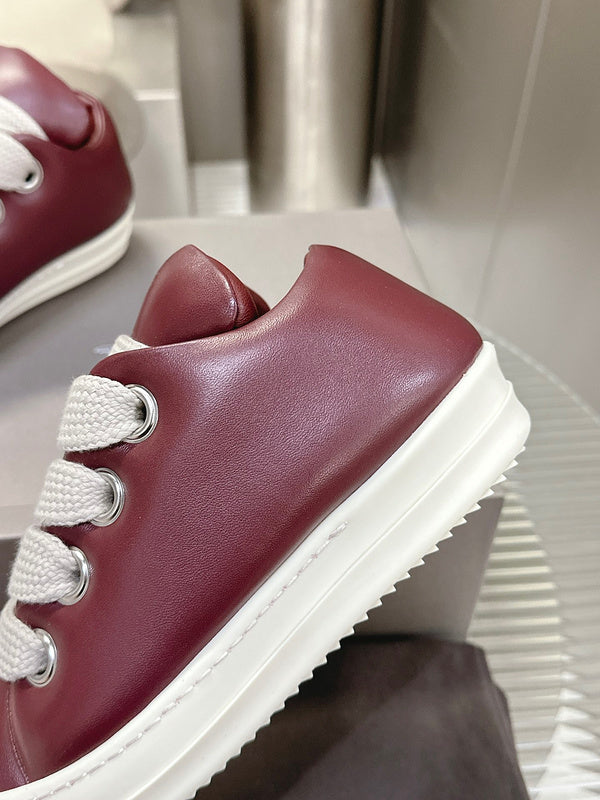 Rick Owens Burgundy Low-top Sneakers - Red Unisex Streetwear Limited Edition - **Rick Owens Burgundy Low-Top Sneakers: A Fusion of Bold Design and Superior Craftsmanship** Introducing the