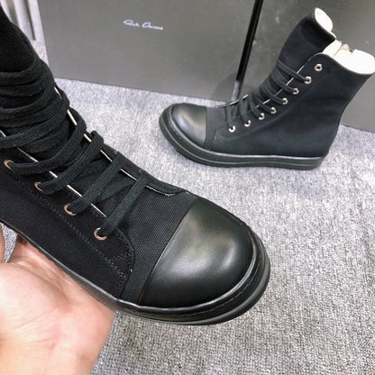 High-Top Canvas Sneakers - Black Unisex Streetwear Limited Edition - **High-Top Black Canvas Sneakers** Elevate your casual footwear collection with these high-top black canvas sneakers.