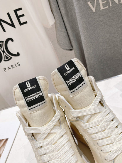 Rick Owens High-top Sneakers - Cream Unisex Streetwear Limited Edition - **Rick Owens Cream High-Top Sneakers: Elevate Your Style with Minimalist Elegance** Discover the perfect fusion