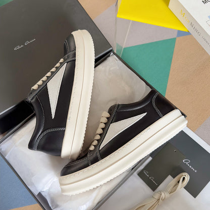 Rick Owens Leather And Suede Low-top Sneakers - Black Unisex Streetwear Limited Edition - **Rick Owens Black Leather and Suede Low-Top Sneakers: Timeless Sophistication and Premium Craftsmanship** Int