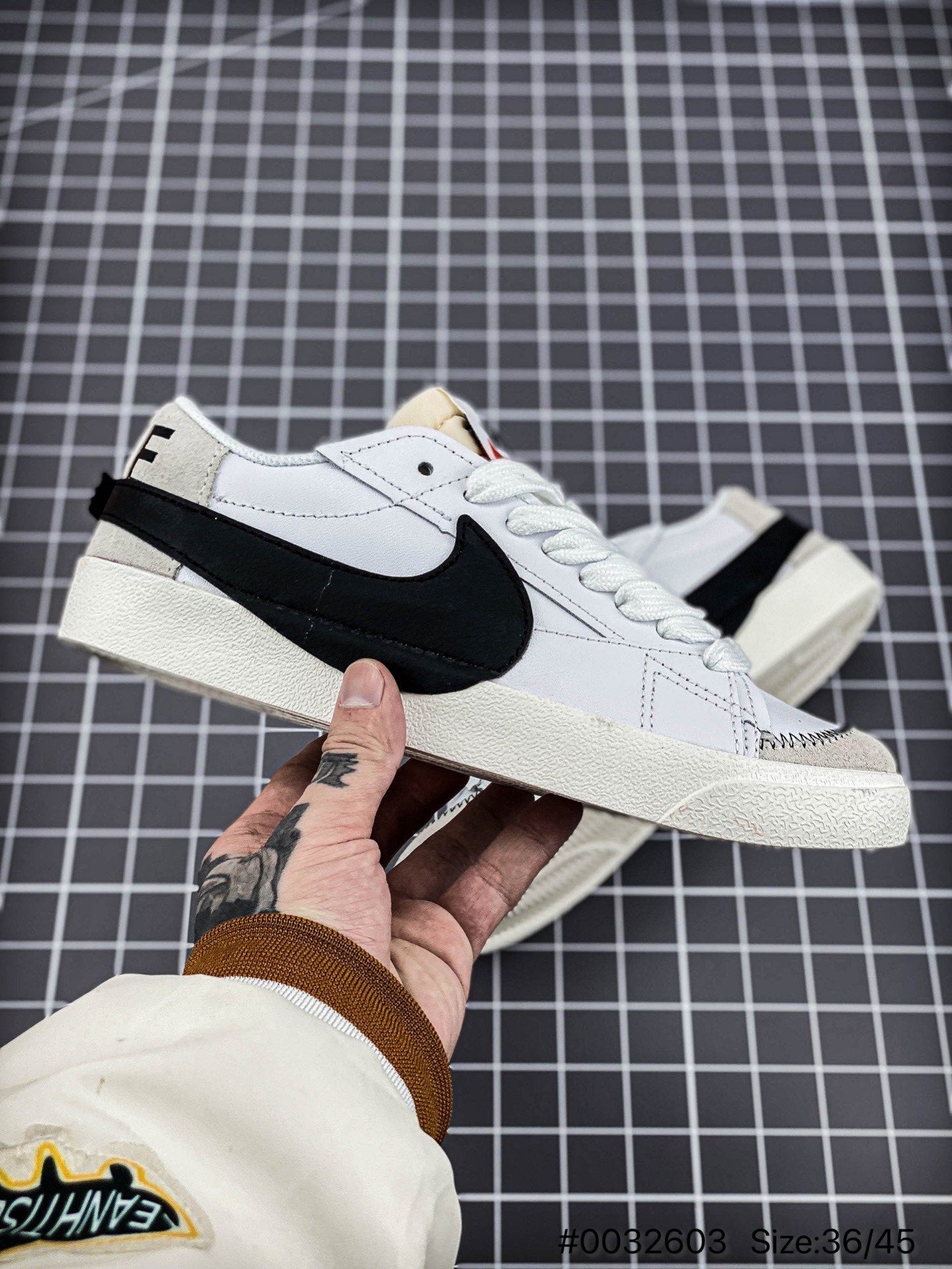 Nike Blazer Low'1977 Jumbo - Black Unisex Streetwear Limited Edition - The Nike Blazer Low '1977 Jumbo in Black, White, and Grey reinvents a classic with