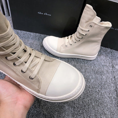 High-Top Canvas Sneakers - White Unisex Streetwear Limited Edition - **High-Top Canvas Sneakers** Introducing the perfect blend of casual comfort and modern style with these