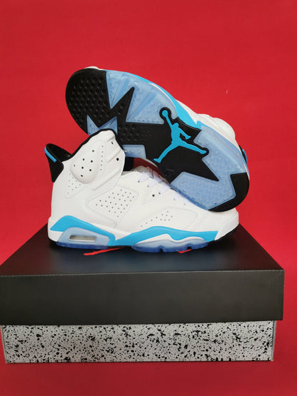 Jordan 6 And Blue - White Unisex Streetwear Limited Edition - The Air Jordan 6 showcased in this image is a striking blend of classic design