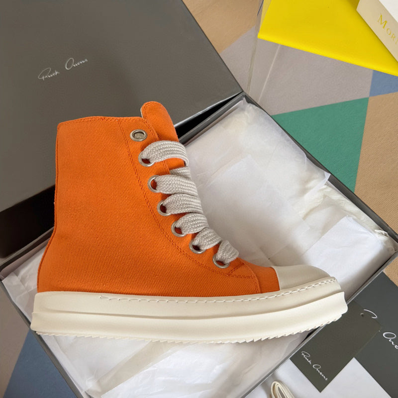 Rick Owens High-top Sneakers - Orange Unisex Streetwear Limited Edition - **Rick Owens Orange High-Top Sneakers: Vibrant Style Meets Premium Craftsmanship** Introducing the Rick Owens Orange