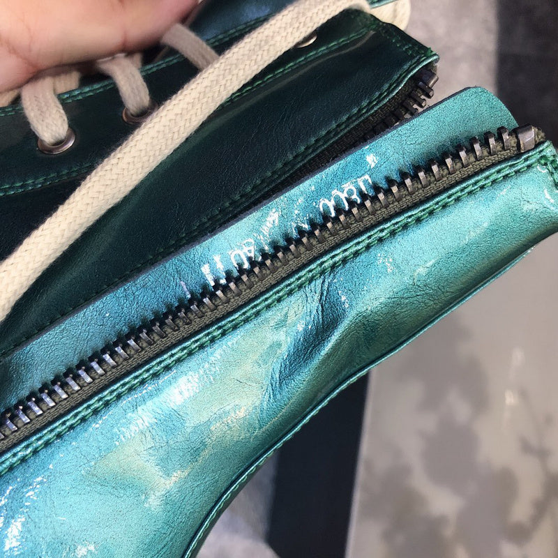 High-Top Metallic Leather Sneakers - Green Unisex Streetwear Limited Edition - **High-Top Metallic Green Leather Sneakers** Add a splash of color to your wardrobe with these